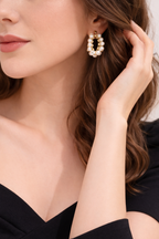 Anti-Tarnish Gold Plated Pearl Cluster Stud Earrings