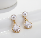 Pearl Shell Drop Earrings  – Classic white Ocean
