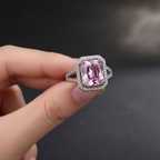 Silver-Plated Pink Sapphire Statement Ring | Anti-Tarnish