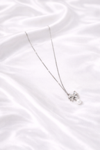 Anti-Tarnish Silver Floral Pearl Drop Pendant Necklace