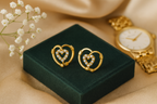 Gold-Plated Sparkling Heart Hoop Earrings  |  Anti-Tarnish