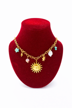 Anti-Tarnish Gold Sun Charm Statement Necklace