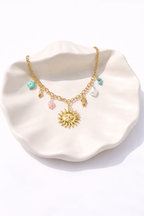 Anti-Tarnish Gold Sun Charm Statement Necklace
