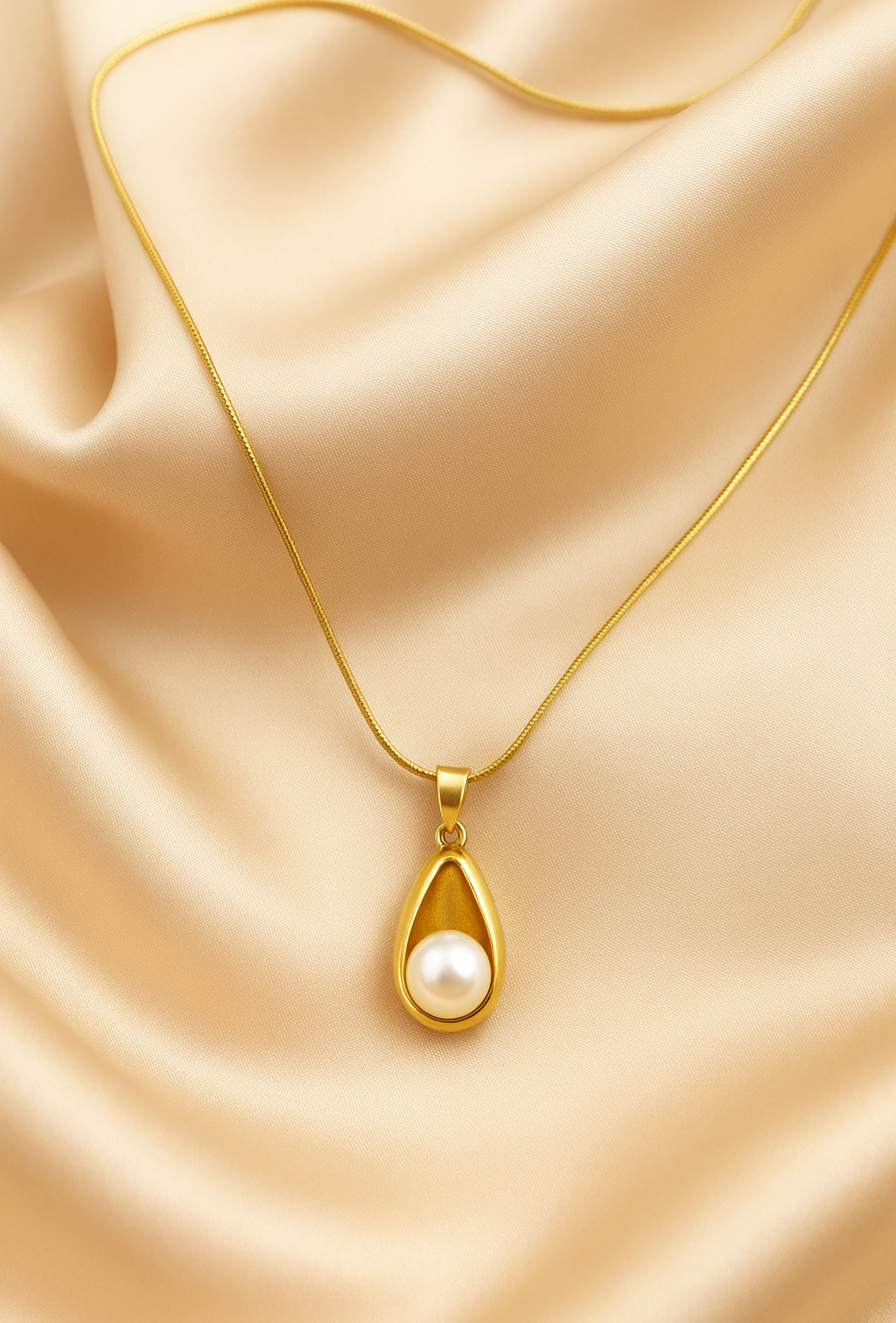Golden Teardrop Pearl Pendant – Timeless Elegance with a Modern Touch