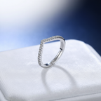 Silver-Plated V-Shape Eternity Band Ring | Anti-Tarnish