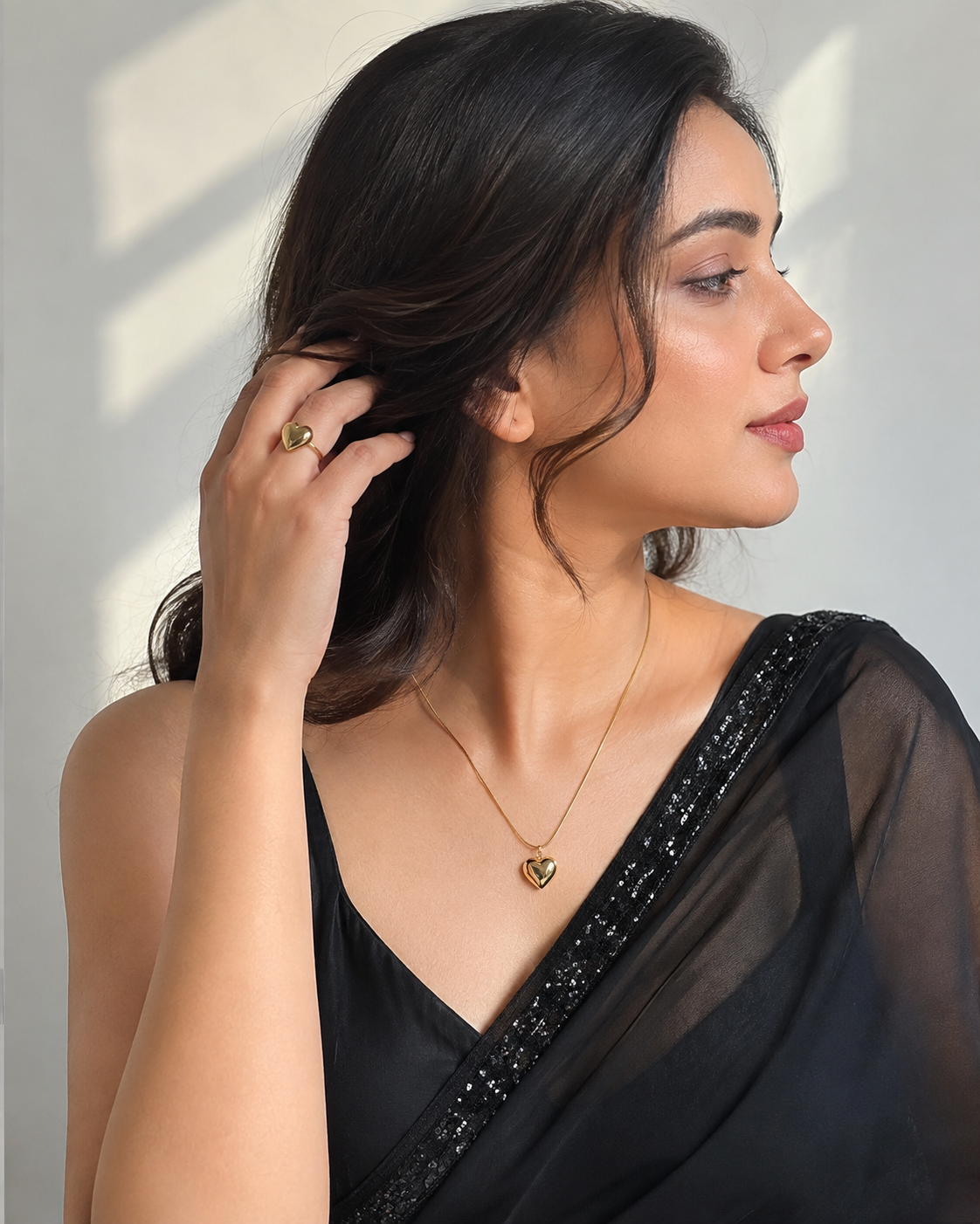 Golden Heart Pendant Necklace Anti-Tarnish